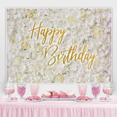 Toile de fond simple et élégante de joyeux anniversaire blanche et florale